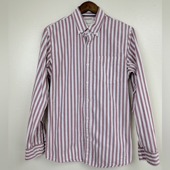 Goodthreads Other - 𝅺Goodthreads Men's Standard-Fit Long Sleeve Oxford Shirt Burgundy Stripe Size M
